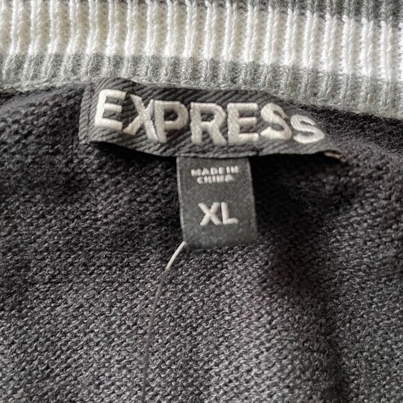 Express Mens Cardigan Sweater Black Button Up u Raised Seams XL - Picture 5 of 11